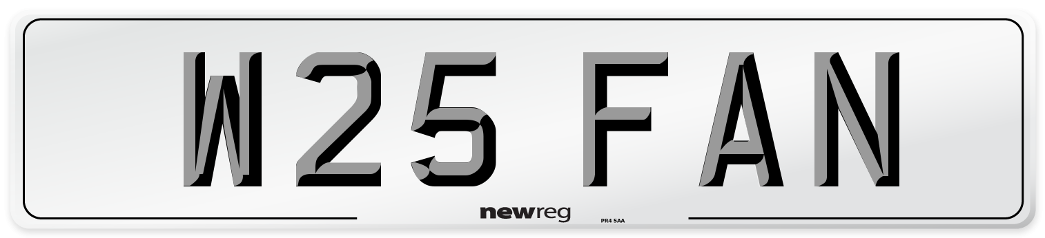 W25 FAN Number Plate from New Reg